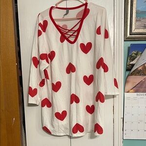Honeyme Red Heart Blouse